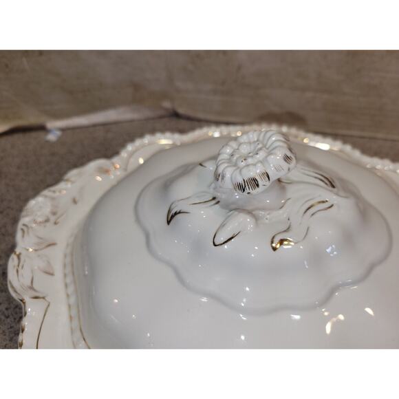 John Maddock & Sons Royal Vitreous China Antique Covered Server & Gravy boat - Picture 5 of 10